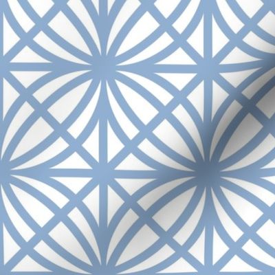 Soft Blue Trellis Geometric in White and Blue-Gray - Medium - Coastal Blue and White, Coastal Geometric, Palm Beach Lattice