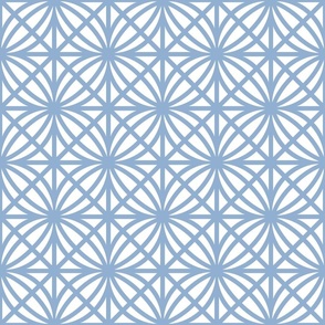 Soft Blue Trellis Geometric in White and Blue-Gray - Medium - Coastal Blue and White, Coastal Geometric, Palm Beach Lattice