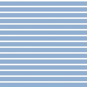 Soft Blue Stripes (Horizontal) in Blue-Gray and White - Medium - Coastal Grandmother, Nautical Stripes, Classic Stripes