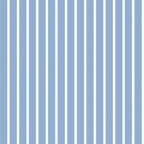 Soft Blue Stripes (Vertical) in Blue-Gray and White - Medium - Coastal Grandmother, Nautical Stripes, Classic Stripes