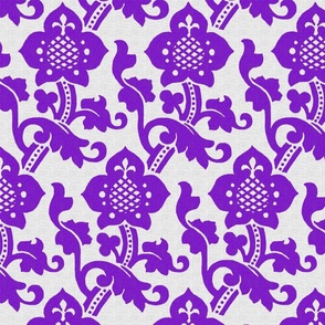 Medieval/Renaissance Floral, purple on white