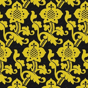 Medieval/Renaissance Floral, yellow on black