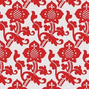 Medieval/Renaissance Floral, red on white