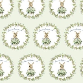 Jesus loves me bunny green 3 inch repeat