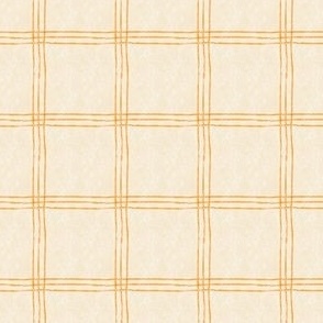 (Small Scale) Triple Stripe Waffle Weave | Cornsilk Cream & Saffron Yellow | Textured Plaid