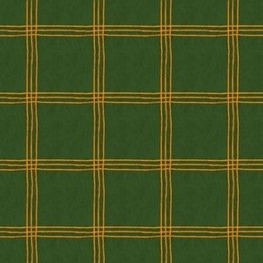 (Small Scale) Triple Stripe Waffle Weave | Evergreen Green & Saffron Yellow | Textured Plaid