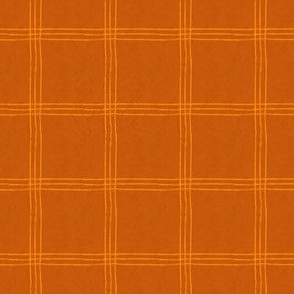 (Small Scale) Triple Stripe Waffle Weave | Burnt Orange & Saffron Yellow | Textured Plaid