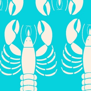 Crustacean Lobster Aquamarine Vintage feel Wallpaper