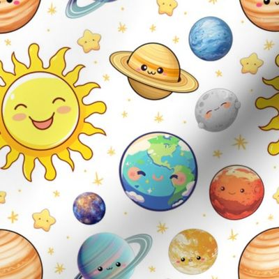 Kawaii Solar System White