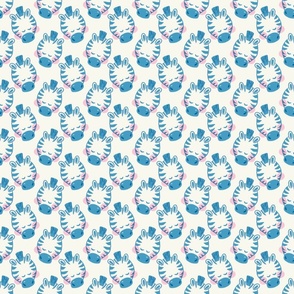 Cute Zebras blue and cream
