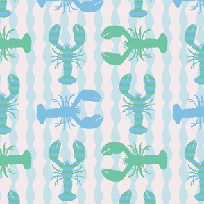 Medium - Crustsaceancore, modern mint, green, blue lobster print