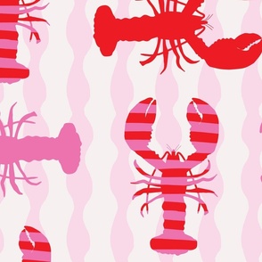 Large - Pink Crustaceancore, Lobster print in pink and red