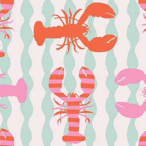 Medium - Crustaceancore lobster print pink, orange and mint