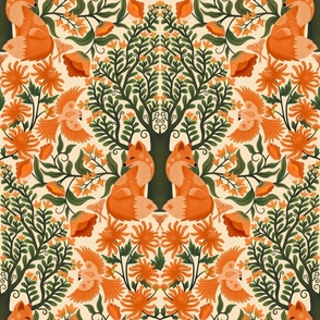Foxes Light Orange Garden - large scale