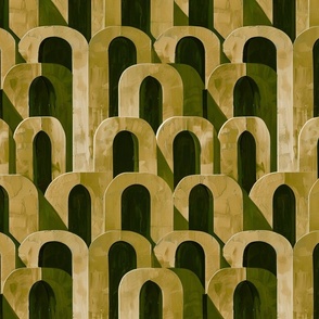 Olive Arches - Abstract Geometric Pattern
