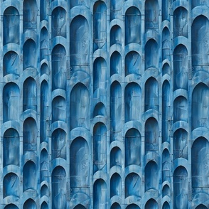 Cerulean Sanctum - Blue Textured Arch Fabric