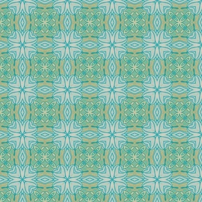 Tulipano Bold Checked Florals in Teal, Blue and Green
