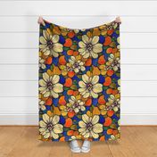 pop art xl flowers beige orange purple