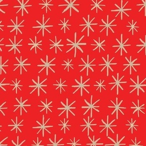 Cream White Stars On Bright Red Background 12x12 Modern Minimalistic Wallpaper
