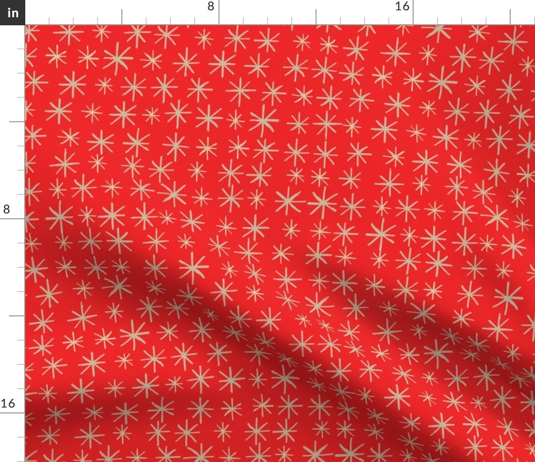 Cream White Stars On Bright Red Background 12x12 Modern Minimalistic Wallpaper