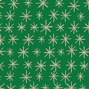 Cream White Stars On Deep Green Background 12x12 Modern Minimalistic Wallpaper 