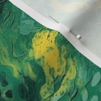 starry starry night abstract in green and yellow inspired by vincent van gogh