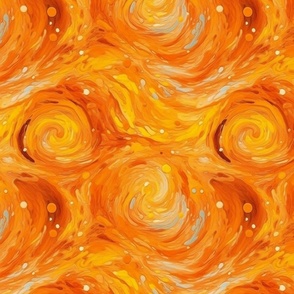 starry night abstract in orange yellow and gold inspired by vincent van gogh