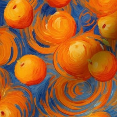 art nouveau orange citrus starry night inspired by van gogh