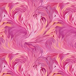 pink abstract starry night feathers and leaves inspired by vincent van gogh