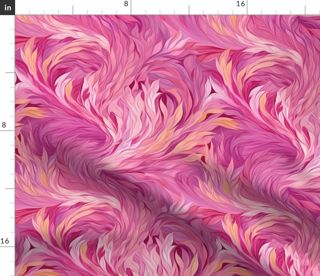 pink abstract starry night feathers and leaves inspired by vincent van gogh