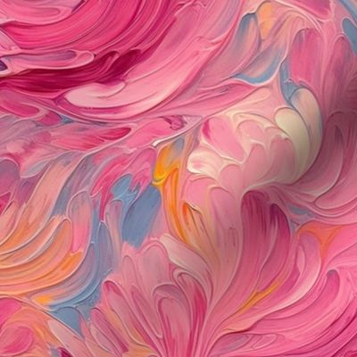 pink abstract starry night nebula of leaves and feathers inspired by van gogh