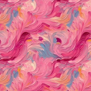 pink abstract starry night nebula of leaves and feathers inspired by van gogh
