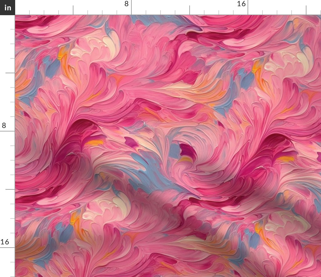 pink abstract starry night nebula of leaves and feathers inspired by van gogh