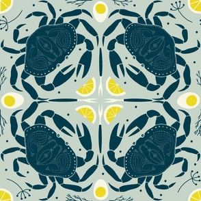 Crab Feast - in Light Gray & Yellow