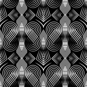 black and white dark geometric pattern art deco