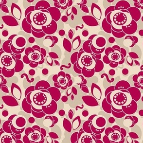floral pattern of cherry dark red and beige color