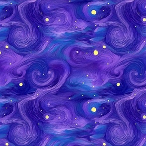 art nouveau starry night in purple and blue abstract inspired by vincent van gogh