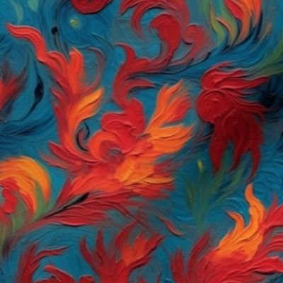 abstract autumn feather fall of leaves inspired by vincent van gogh