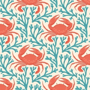 Ocean treasures: crab and ocean flora pattern M