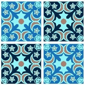  Black and blue pattern tiles for wallpaper and textiles