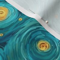 teal abstract starry night galaxy nebula inspired by van gogh