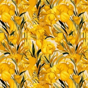 yellow floral botanical inspired by vincent van gogh