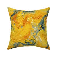 yellow and teal galaxy nebula starry night geode inspired by van gogh