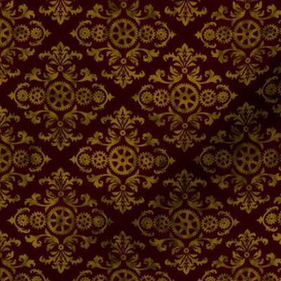 Victorian Steampunk pattern gold on red