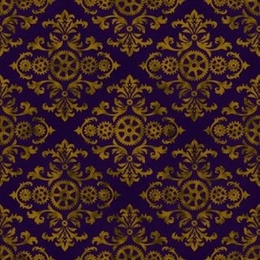 Victorian Steampunk pattern gold on purple