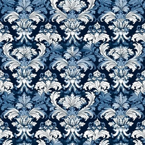 blue damask print inspired by victorian patterns