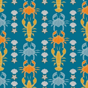 Crabs and Lobsters parade Blue F 36