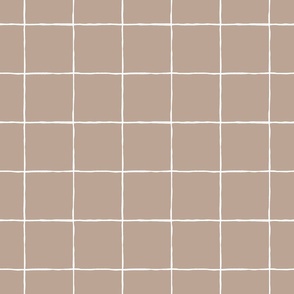 (small) simple wobbly hand drawn grid beige and white