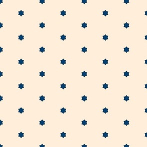 Small Navy Blue Stars on a Cream Color Background