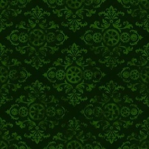 Victorian Steampunk pattern green on green